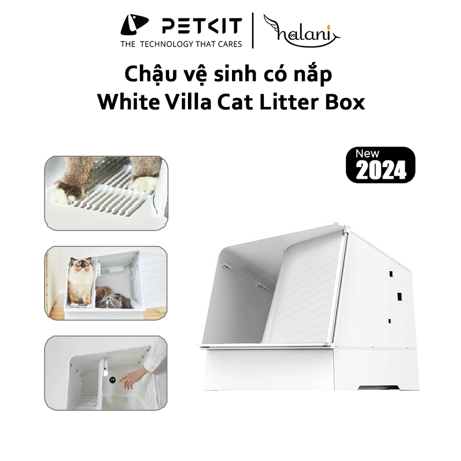 Chậu vệ sinh có nắp White Villa Cat Litter Box